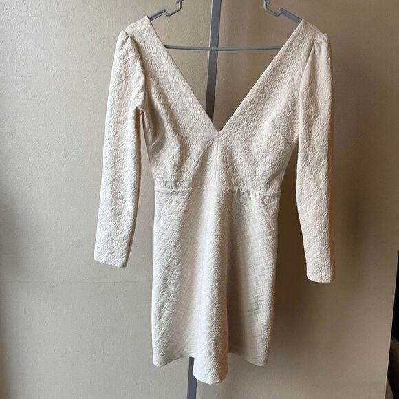 Cooperative Women's V Neck Mini Dress in Ivory Size Small - Picture 1 of 2
